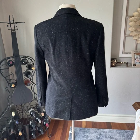 Talbots Women's Black Tweed Wool Blend Two Buttons Blazer Jacket Size 16 - Picture 5 of 15